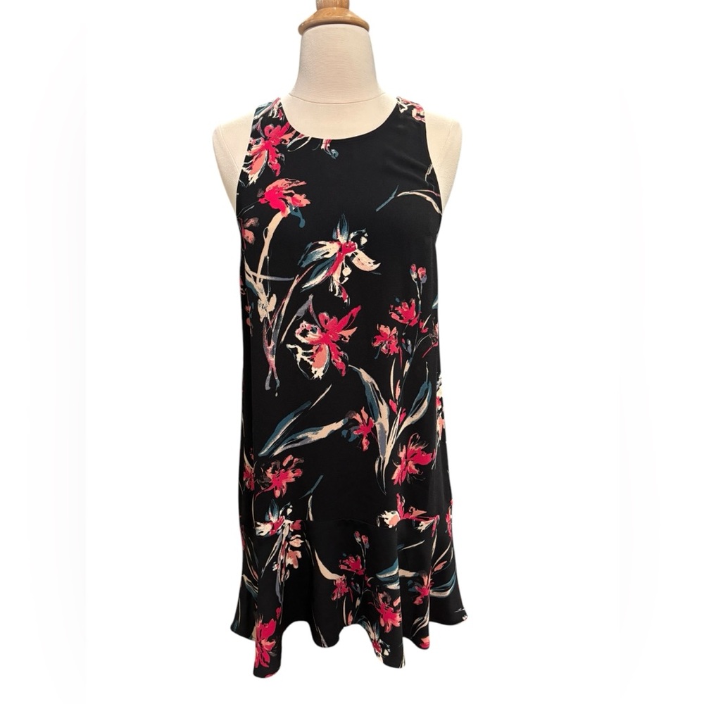 Leith Floral Black Spring Sleeveless Mini Dress-size XS